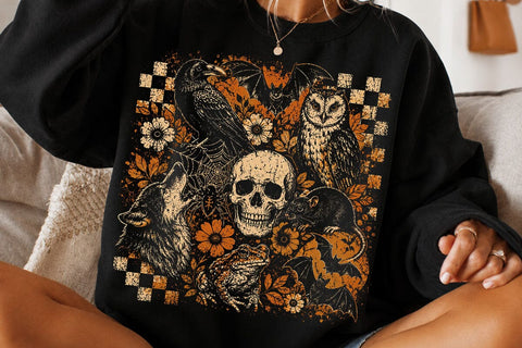 Vintage Spooky Skull Halloween PNG Design SVG DesignDestine 