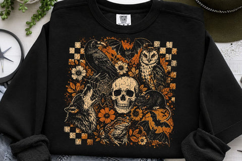 Vintage Spooky Skull Halloween PNG Design SVG DesignDestine 