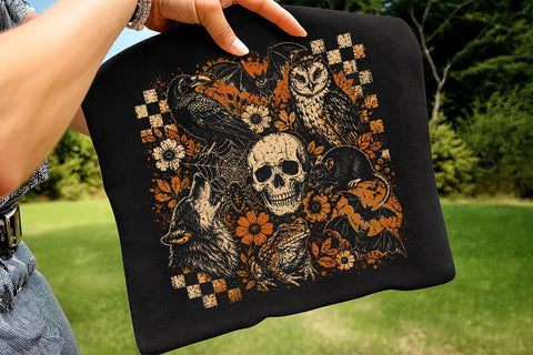 Vintage Spooky Skull Halloween PNG Design SVG DesignDestine 