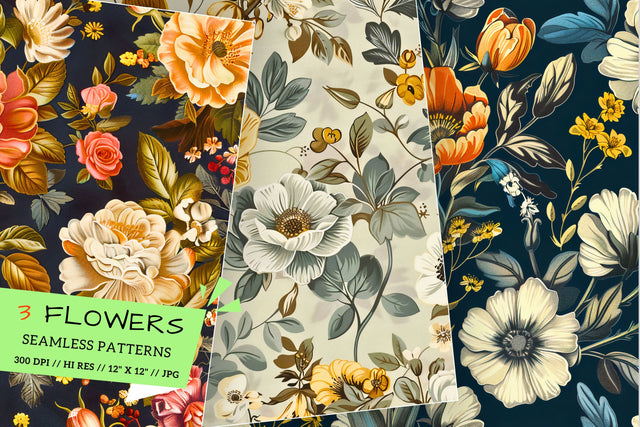 Vintage Spring Floral Garden: Retro Charm, Meticulously Crafted, Seamless Pattern, Digital Paper Sublimation FloridPrintables 