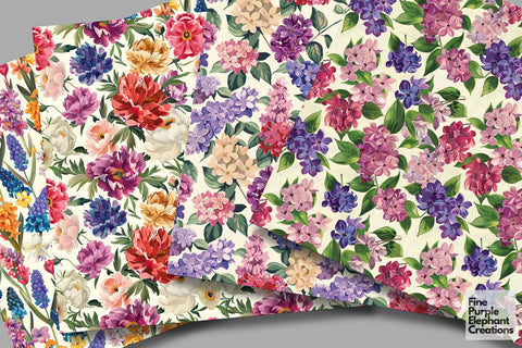 Vintage Spring Florals Pattern | Boho Shabby Chic Digital Pattern Fine Purple Elephant Creations 