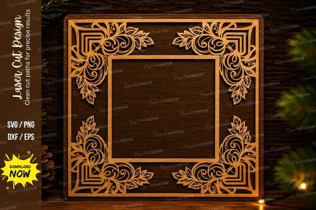 Vintage Square Border Laser Cut Svg Design SVG Regulrcrative 