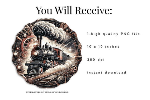 Vintage Steam Train 10 Inch Wind Spinner Sublimation PNG Sublimation BijouBay 