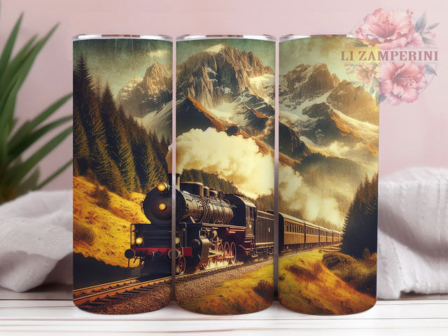 Vintage Steam Train 20oz Tumbler Wrap, Vintage Locomotive Mug, Railroad Theme Cup, Classic Train Design, Old-fashioned Train Wrap, Railway Lover Gift, Sublimation Tumbler Sublimation Li Zamperini 