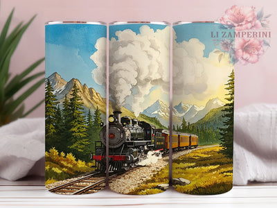 Vintage Steam Train 20oz Tumbler Wrap, Vintage Locomotive Mug, Railroad Theme Cup, Classic Train Design, Old-fashioned Train Wrap, Railway Lover Gift, Sublimation Tumbler Sublimation Li Zamperini 