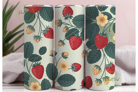 Vintage Strawberry 20oz Tumbler Wrap Sublimation PixelChick 