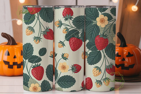 Vintage Strawberry 20oz Tumbler Wrap Sublimation PixelChick 