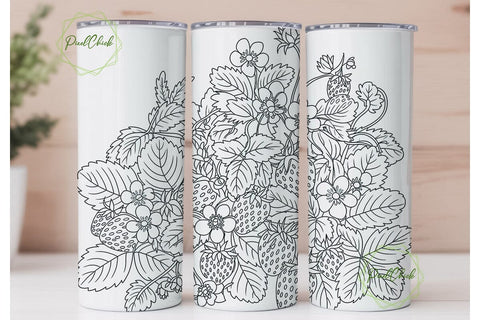 Vintage Strawberry 20oz Tumbler Wrap Sublimation PixelChick 