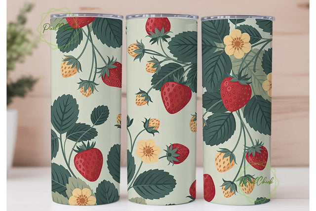 Vintage Strawberry 20oz Tumbler Wrap Sublimation PixelChick 