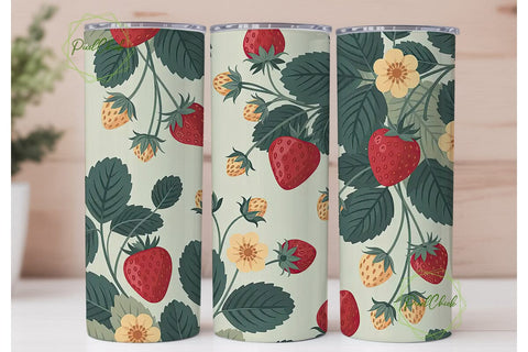 Vintage Strawberry 20oz Tumbler Wrap Sublimation PixelChick 