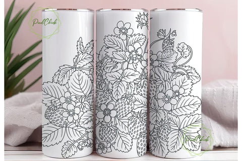 Vintage Strawberry 20oz Tumbler Wrap Sublimation PixelChick 