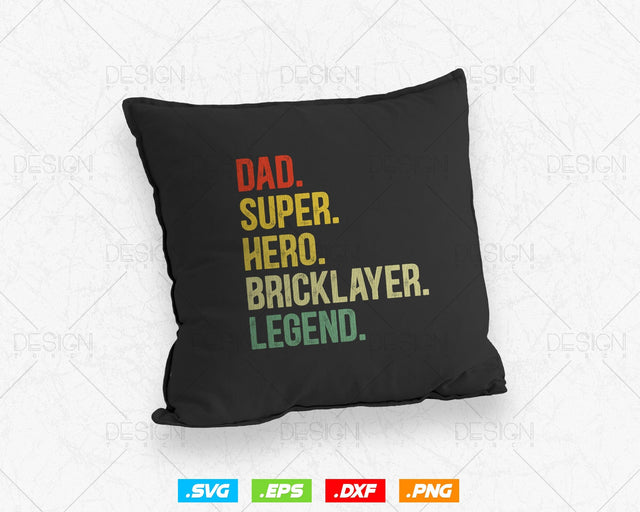 Vintage Style Dad Hero Bricklayer Legend Fathers Day Svg Png, Mason life, Construction Svg, SVG Files for Cricut, Clipart, Instant download SVG DesignDestine 