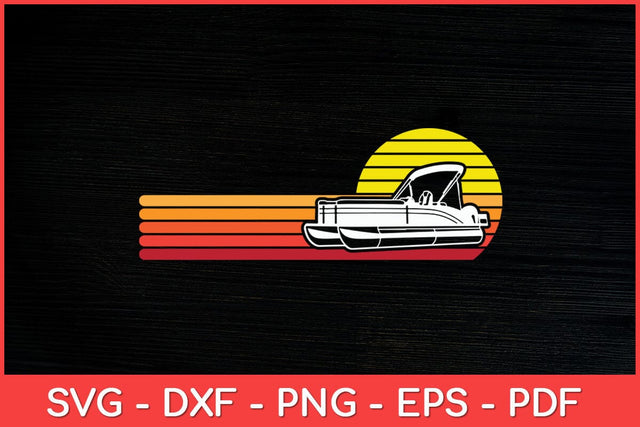 Vintage Style Pontoon Boat Silhouette Retro Boating Svg Design SVG artprintfile 