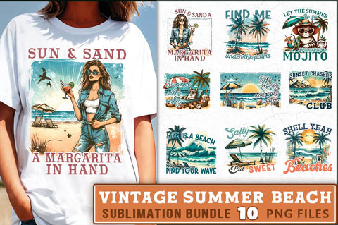 Vintage Summer Beach PNG Bundle Sublimation Shetara Begum 