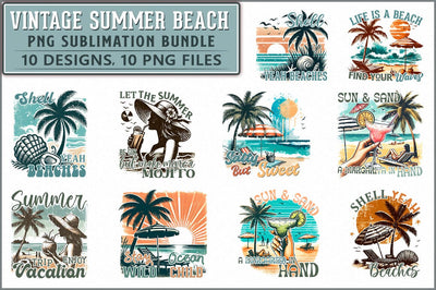 Vintage Summer Beach Sublimation Bundle Sublimation Shetara Begum 
