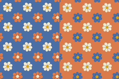Vintage Summer Daisy Seamless Patterns & Digital Papers Digital Pattern Rin Green 