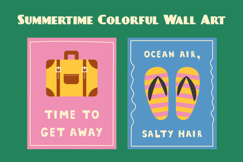 Vintage Summer Quote Posters Digital Pattern Rin Green 