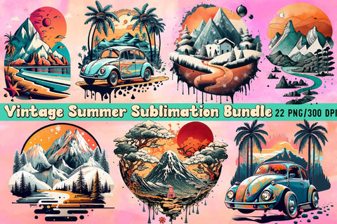 Vintage Summer Sublimation Bundle Sublimation designartist 