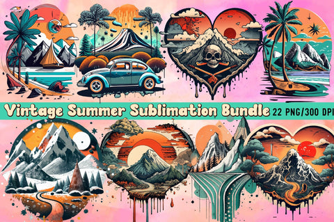 Vintage Summer Sublimation Bundle Sublimation designartist 