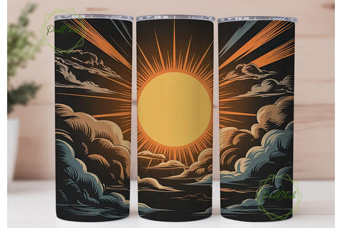 Vintage Sun Rays Tumbler Wrap Sublimation PixelChick 