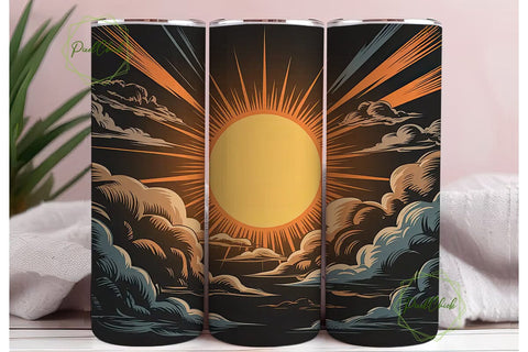 Vintage Sun Rays Tumbler Wrap Sublimation PixelChick 