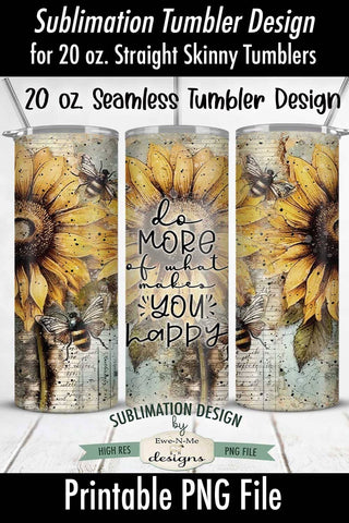 Vintage Sunflower 20 oz Seamless Tumbler Sublimation Design Sublimation Ewe-N-Me Designs 