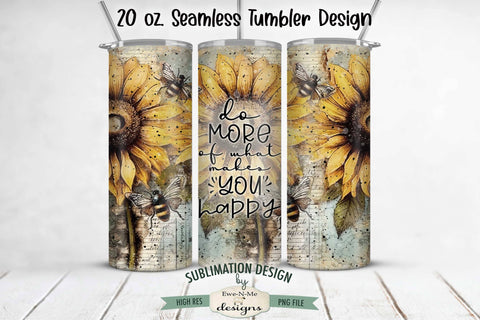 Vintage Sunflower 20 oz Seamless Tumbler Sublimation Design Sublimation Ewe-N-Me Designs 