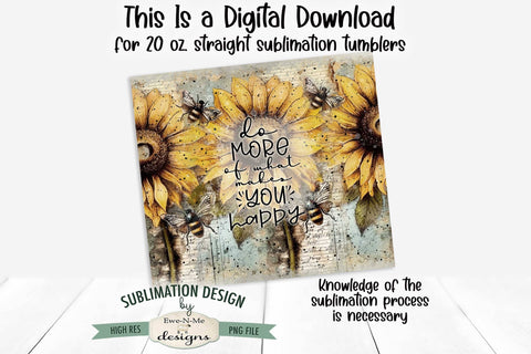 Vintage Sunflower 20 oz Seamless Tumbler Sublimation Design Sublimation Ewe-N-Me Designs 
