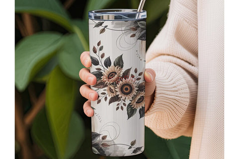 Vintage Sunflower 20oz Tumbler Wrap Sublimation DesignSVG 