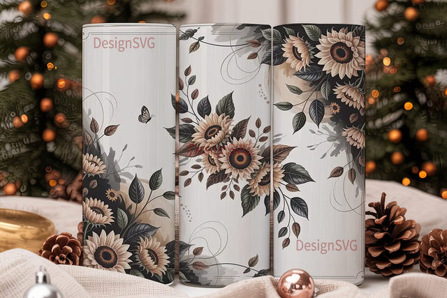 Vintage Sunflower 20oz Tumbler Wrap Sublimation DesignSVG 