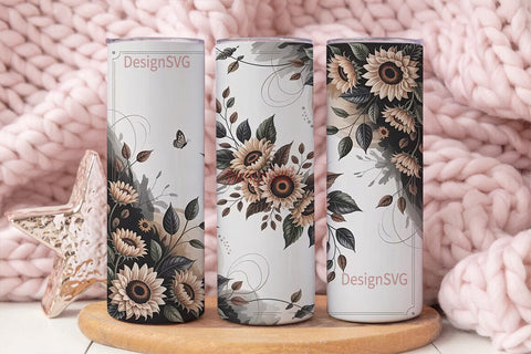 Vintage Sunflower 20oz Tumbler Wrap Sublimation DesignSVG 