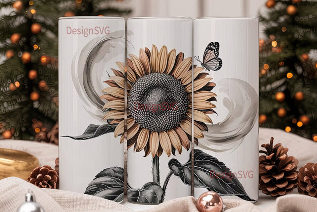 Vintage Sunflower 20oz Tumbler Wrap Sublimation DesignSVG 