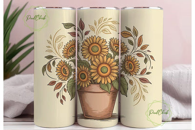 Vintage Sunflower 20oz Tumbler Wrap Sublimation PixelChick 