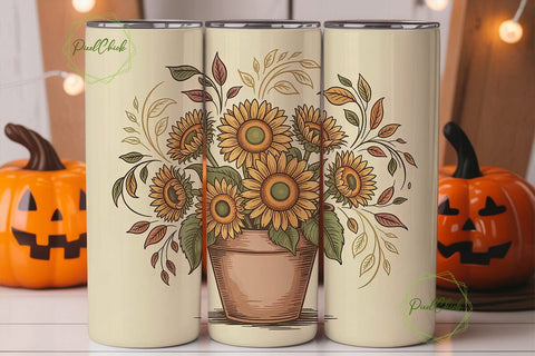 Vintage Sunflower 20oz Tumbler Wrap Sublimation PixelChick 