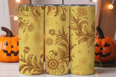 Vintage Sunflower 20oz Tumbler Wrap Sublimation PixelChick 