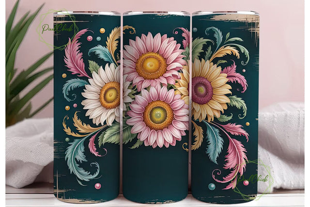Vintage Sunflower 20oz Tumbler Wrap Sublimation PixelChick 