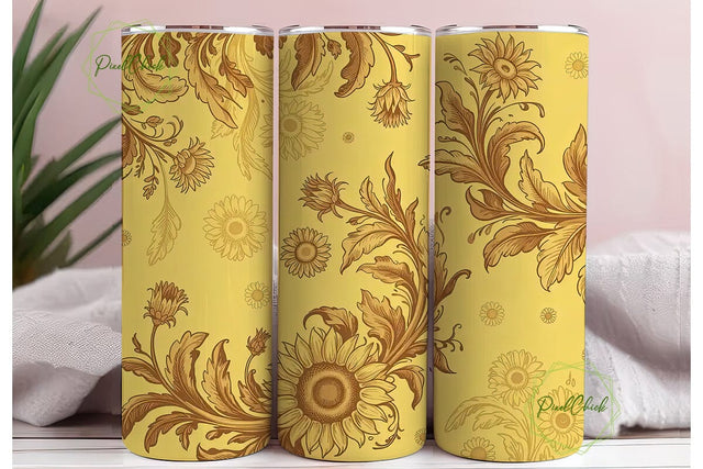 Vintage Sunflower 20oz Tumbler Wrap Sublimation PixelChick 