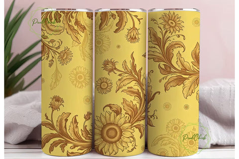 Vintage Sunflower 20oz Tumbler Wrap Sublimation PixelChick 
