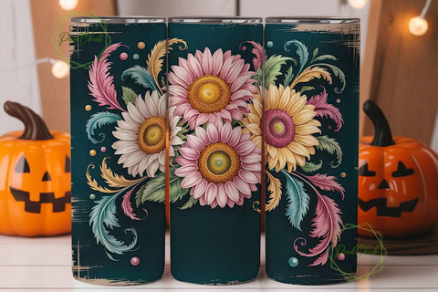 Vintage Sunflower 20oz Tumbler Wrap Sublimation PixelChick 