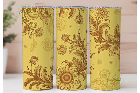 Vintage Sunflower 20oz Tumbler Wrap Sublimation PixelChick 