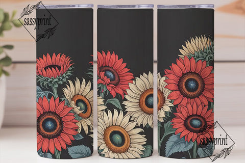 Vintage Sunflower 20oz Tumbler Wrap Sublimation sassyprint 