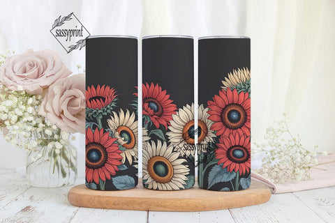 Vintage Sunflower 20oz Tumbler Wrap Sublimation sassyprint 