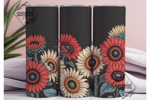 Vintage Sunflower 20oz Tumbler Wrap Sublimation sassyprint 