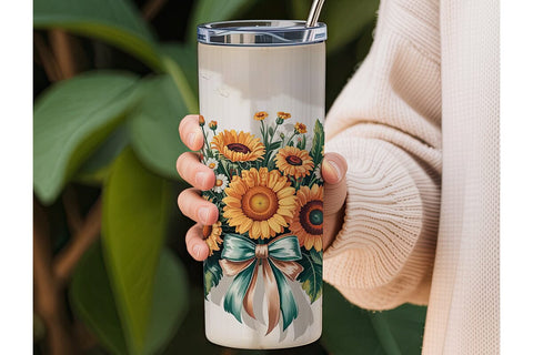 Vintage Sunflower Bouquet 20oz Tumbler Sublimation DesignSVG 