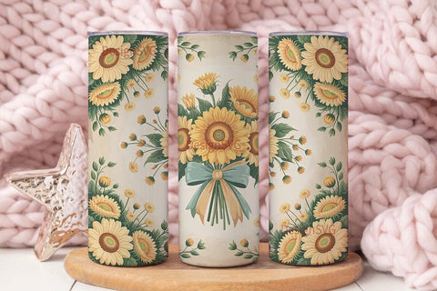 Vintage Sunflower Bouquet 20oz Tumbler Sublimation DesignSVG 