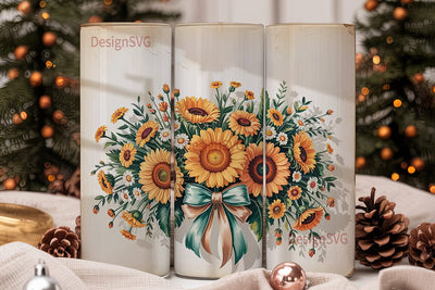 Vintage Sunflower Bouquet 20oz Tumbler Sublimation DesignSVG 