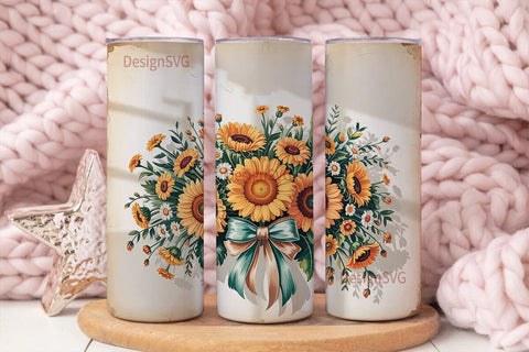 Vintage Sunflower Bouquet 20oz Tumbler Sublimation DesignSVG 