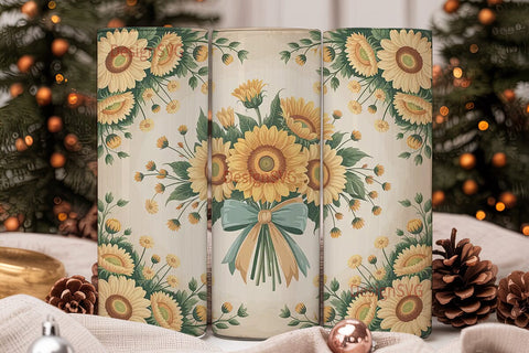 Vintage Sunflower Bouquet 20oz Tumbler Sublimation DesignSVG 