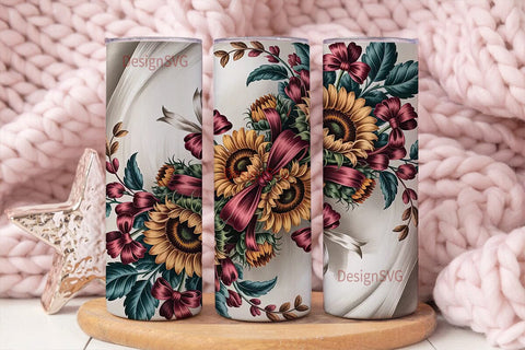 Vintage Sunflower Fall 20oz Tumbler Wrap Sublimation DesignSVG 