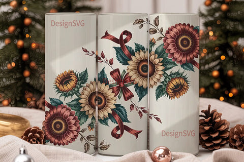 Vintage Sunflower Fall 20oz Tumbler Wrap Sublimation DesignSVG 